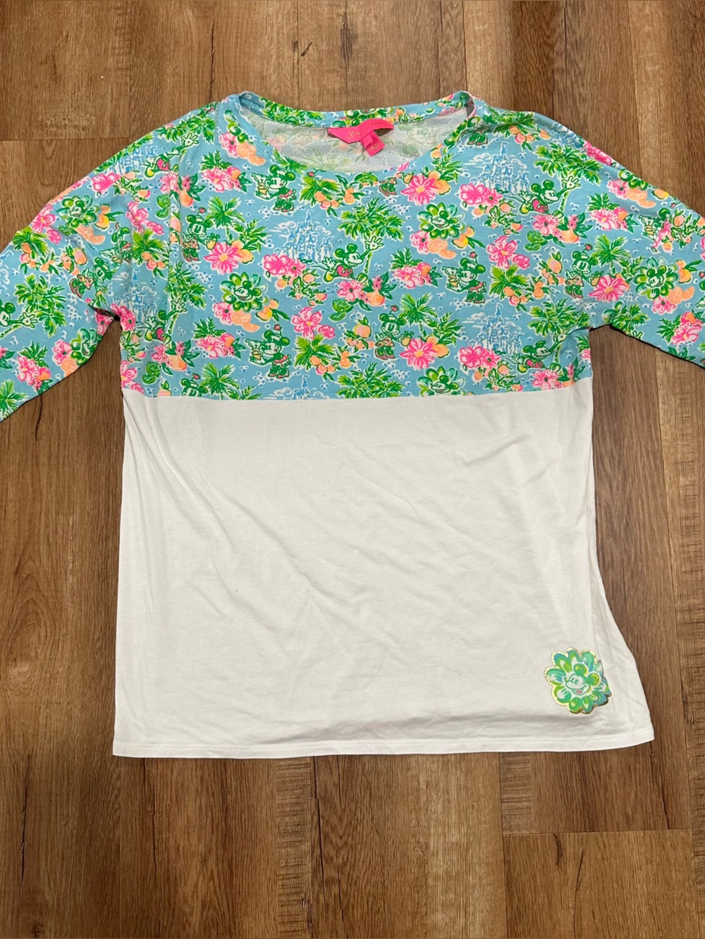 Lilly Pulitzer Blue Floral & White Long Sleeve Girls Top